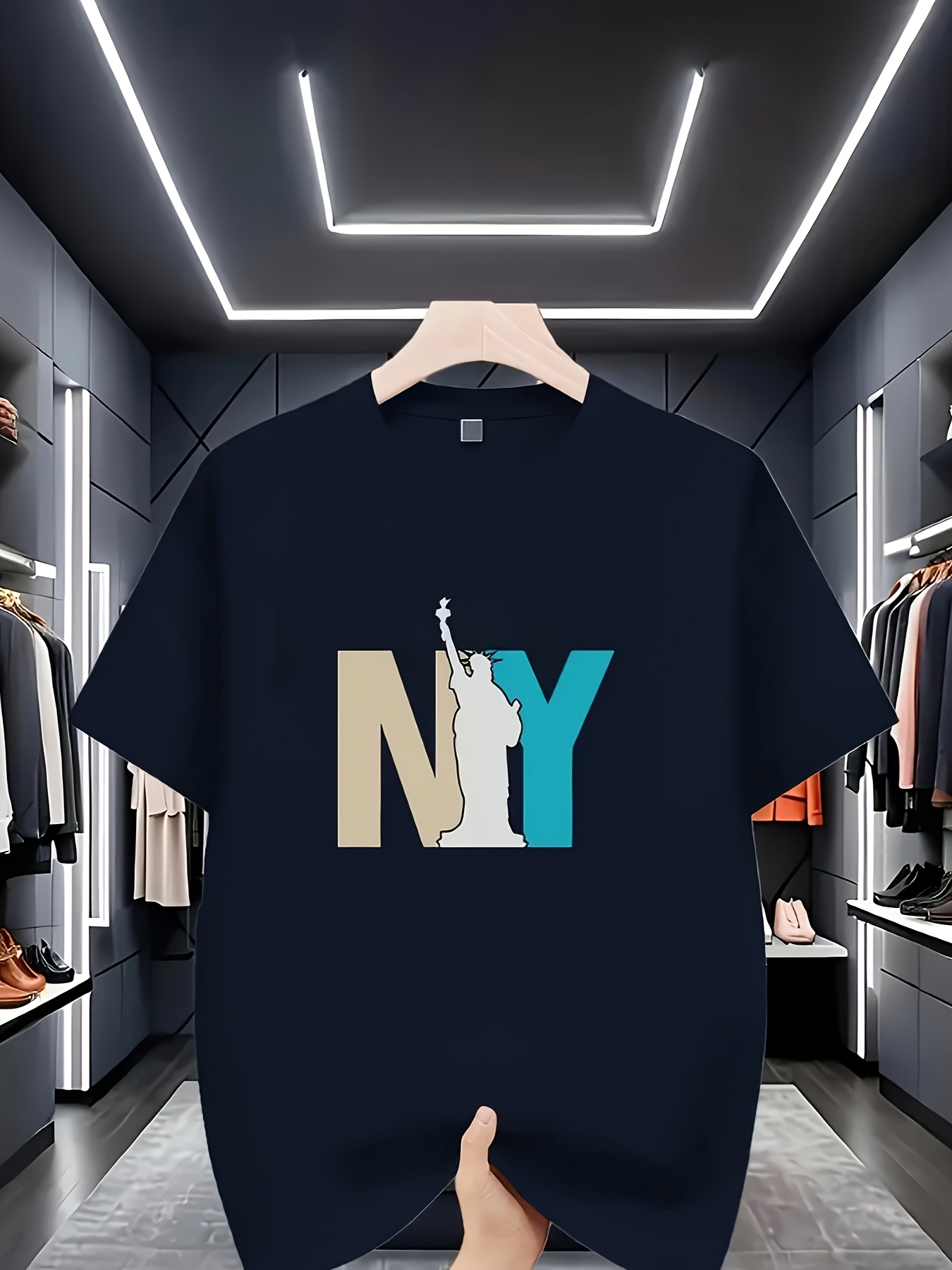 Street Fashion Of New York - Printed T-Shirt - Orange and Blue