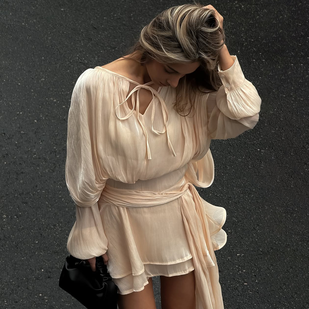 Street Fashion Necklace - Tuularose Fashion Women Ruffles Short Dress