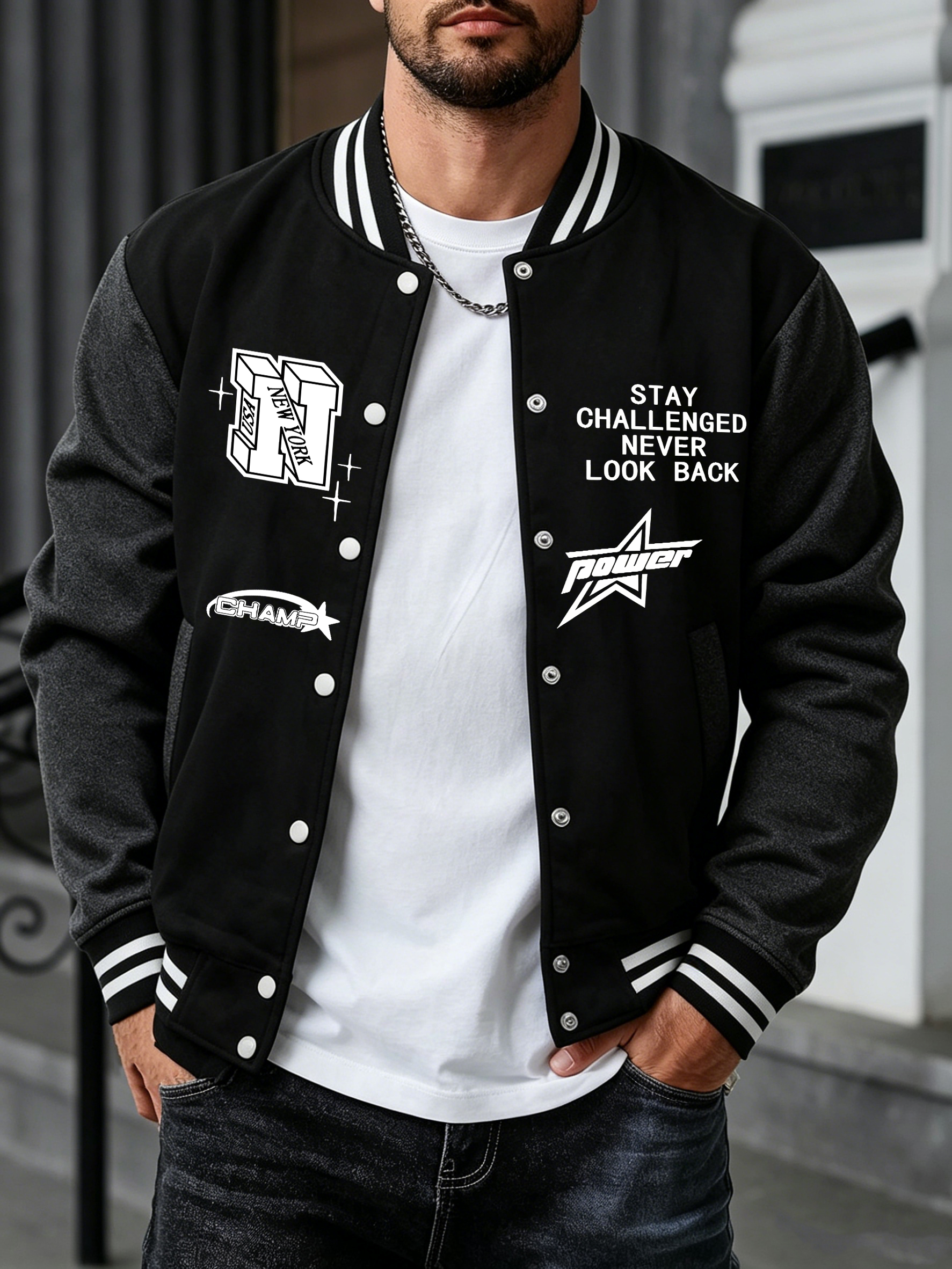 Street Fashion Look - Stay Challenged Never Look Back Pattern