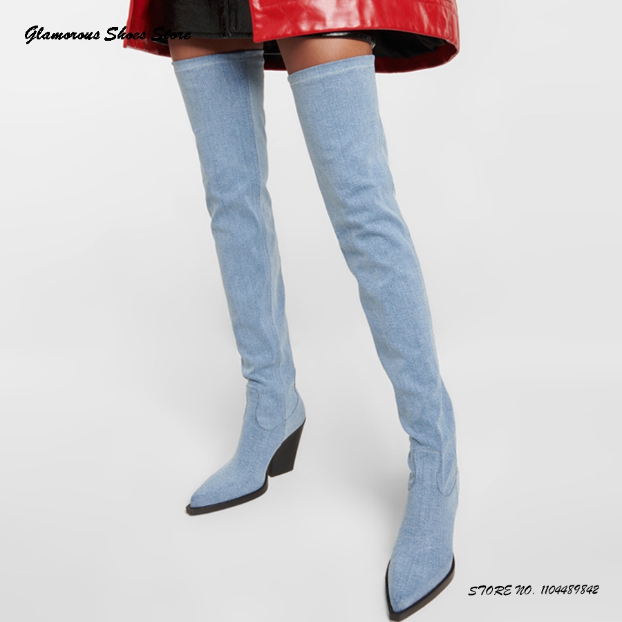 Street Fashion Trends - Fashion Stretch Over-the-knee Boots Women's Pointed
