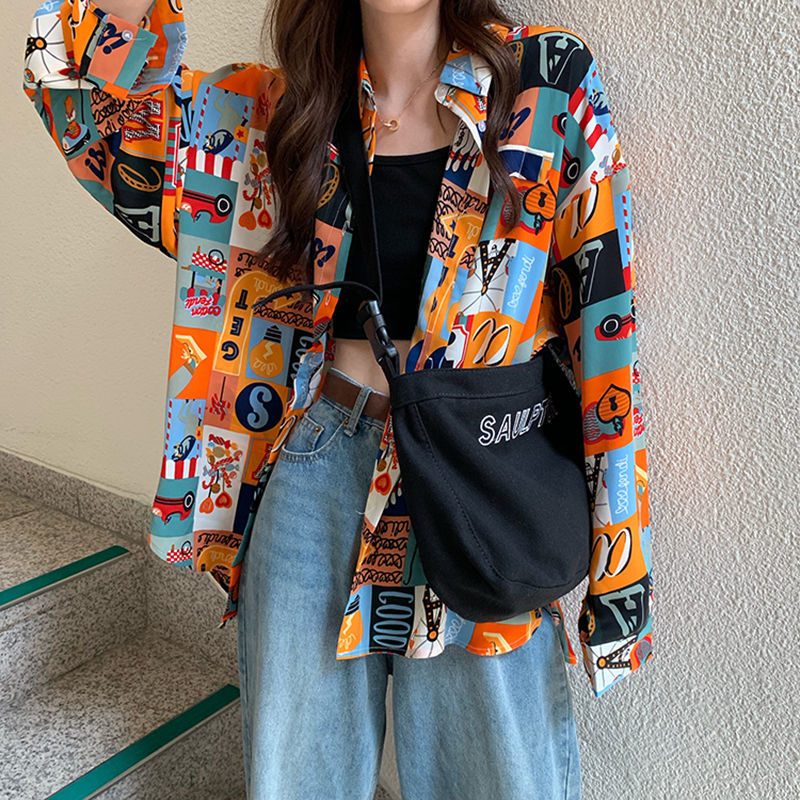 Shirts Women Spring Printed Th – обзор и цена Korean Street Fashion Female
