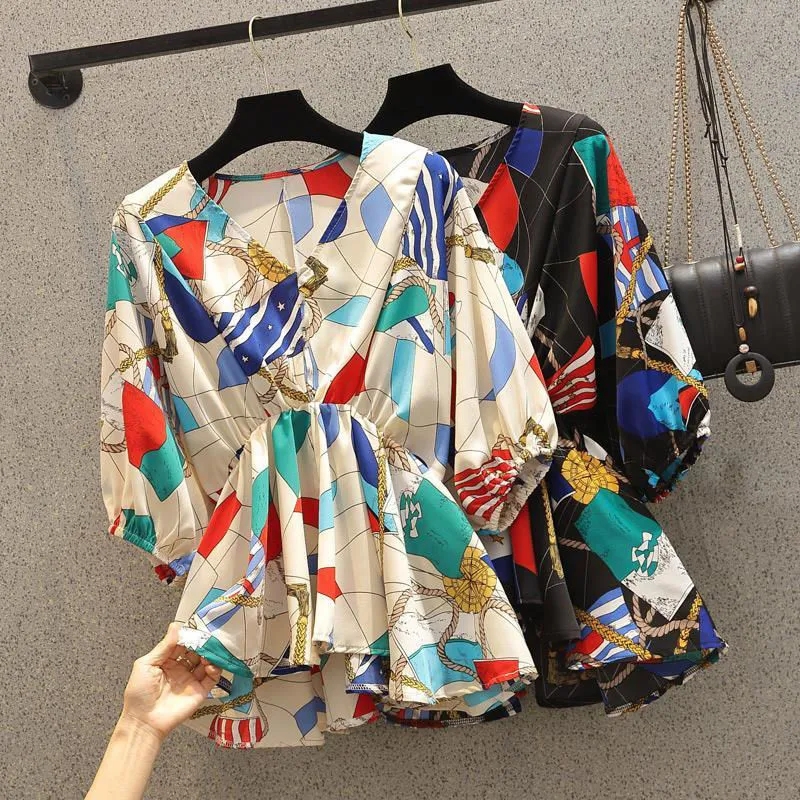 Geometric Printing Chiffon Hig – обзор и цена Korean Street Fashion Female