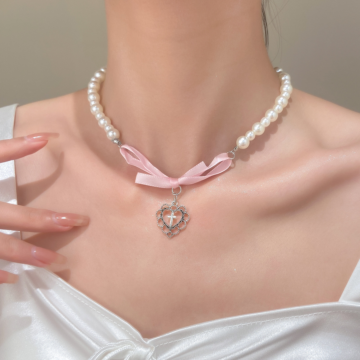 French Romantic Pink Bowknot H – обзор и цена Street Fashion Necklace