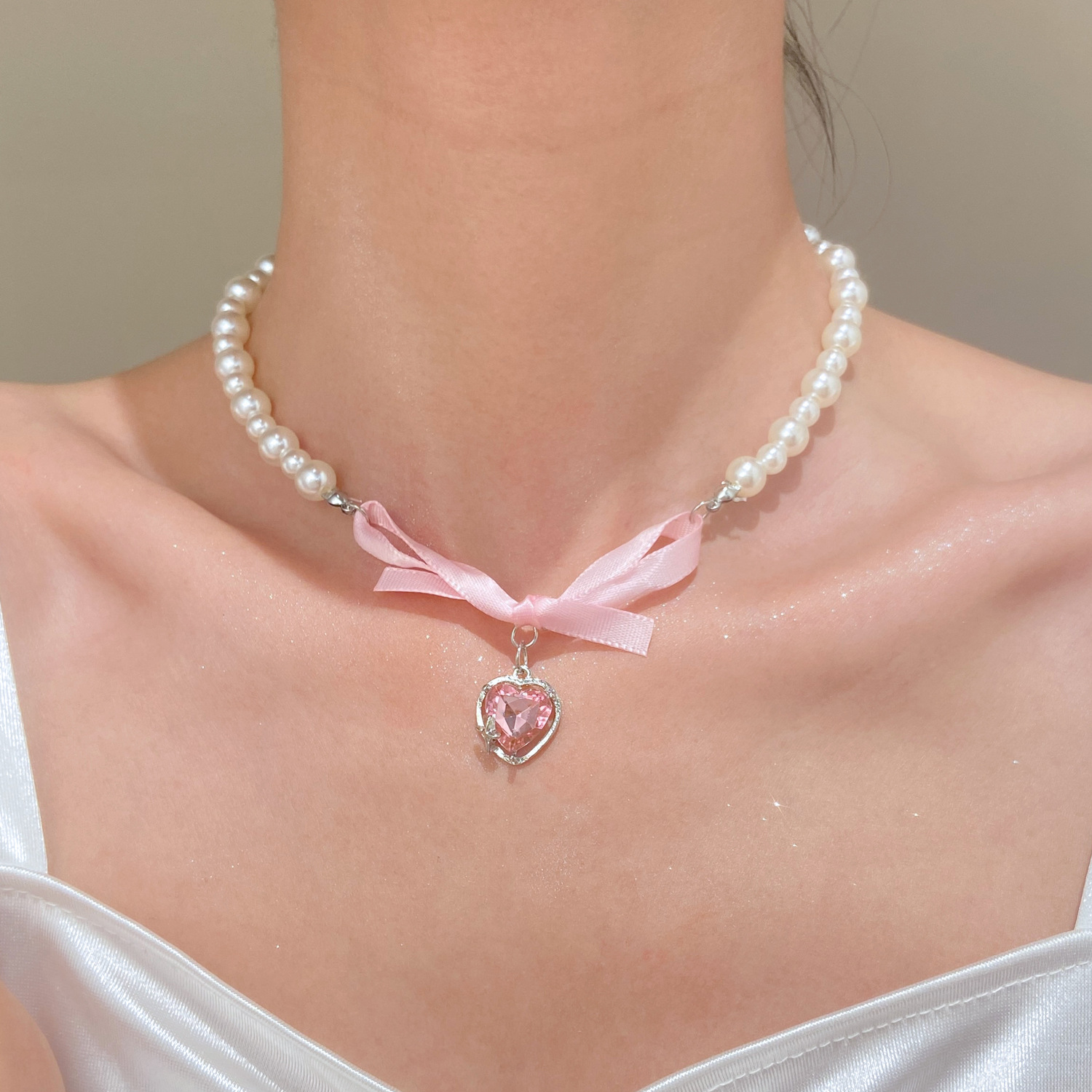 French Romantic Pink Bowknot H – обзор и цена Street Fashion Necklace